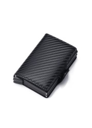 2022 Carbon Fiber Card Holder Double Man Anti-RFID Credit Card Case Metal Wallet Business Bank Small Size Wallet