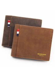 Men Wallet Money Bag Solid Color Leather Business Small Wallet Vintage Famous Male Wallets Purse Forever Young Wallet