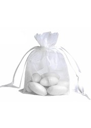 100pcs/lot 10x13cm Nice Jewelry Packaging Bags Drawstring Bags White Organza Wedding Bags Pouches Christmas Gift Bag