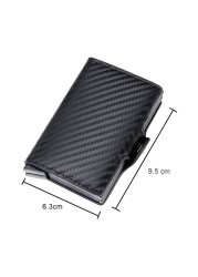 RFID Blocking Protection Men ID Credit Card Holder Wallet Leather Metal Aluminum Business Bank Card Credit Card Case