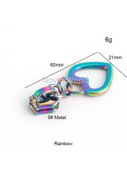 10-50-100pcs 11 types 5# iridescent rainbow metal nylon head teeth zipper puller slider for clothes purse bag accessories