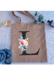 BLESS Women Shopping Bag Anime Letter Chain Handbag Folding Reusable Canvas Shopper Harajuku Pattern Bag Burlap Canvas Tote Bag