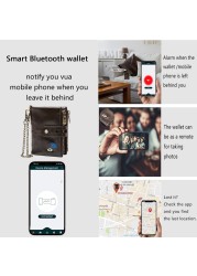 Smart Anti-lost Wallet GPS Record Genuine Leather Men Wallets Zipper Coin Pocket Chain Purse Card Holder Wallet Free Engraving