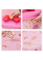 Japanese sailor moon make up bag leather cosmetic storage bag cute cartoon large capacity cosmetic bag