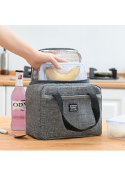 New Portable Lunch Bag Thermal Insulated Lunch Box Tote Handbag Cooler Bento Pouch Dinner Container School Food Storage Bags