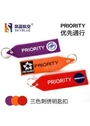 Priority Luggage Embroidery Travel Luggage Tag Boxes Red Orange Purple Star Alliance One World Skyteam Key Chain Keyring