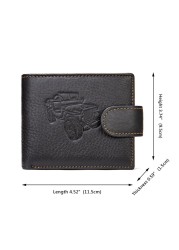 New Men's Genuine Leather Wallet Purse Holder Vintage Business Short 2 Fold Embossing Purse Male Zipper Coin Hasp Purse Money Bag