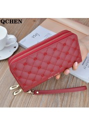 Long Wallet Double Zipper Crown Embroidery Thread Wallet Women Multi Cards Fashion Wild Mobile Phone Bag Wallets 785