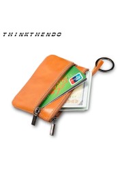 Small Double Zipper Wallet For Men Women Kids Multifunction Mini Wallet With Keyring Credit Cards