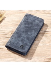 New Fashionable Men's Leather ID Credit Multiple Card Holder Clutch Coin Long Retro Wallet Slim Vintage Frosted Wallet Pockets