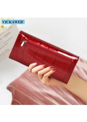 Genuine Leather Long Wallet With Magnetic Closure For Women Free Gift Fashion Wallet