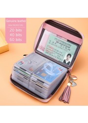 Fashion Card Bag Women Men Credit Card Holder Genuine Leather Large Capacity Business ID Holders Organizer 20 Bits/40bits/60pcs