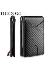 DIENQI Carbon Fiber RFID Men Wallets Money Bag Slim Thin Card Wallet Men Luxury Male Small Short Wallet Bi-fold Vallet Billfold