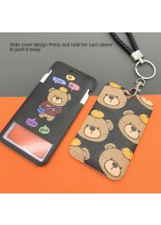 Cartoon Men Cool Boy Girl ID Credit Card Holder Bank Students Bus Card Case Hand Rope Baby Visit Door Card ID Badge Cover