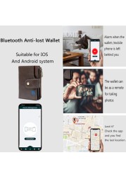 Smart Anti-lost Wallet GPS Log Wallet for Men Genuine Leather Wallets Bluetooth Short Credit Card Holders Coin Purse