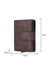 Leather Rfid Macsafe Card Holder Men Wallets Anti-theft Slim Thin Coin Pocket Smart Wallets Pop Up Male Purse Money Bags Vallet