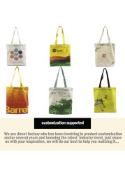 Custom Large Shoulder Bag Women Large Reusable Cotton Bag Shopping Bag With Zipper Black Supermarket Eco Grocery Shoulder Bag