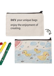 10pcs Empty Canvas Bags Cosmetic Zipper Bags Empty Pencil Bags DIY Pouches Craft Pencil Case Coin Customized Canvas Bag