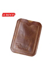 GUBINTU Genuine Leather Card Wallet Simple Design ID Card Holder Traffic Card Pocket Classic High Quality Brand Male Wallet