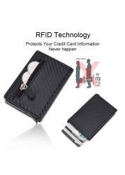 DIENQI RFID Carbon Fiber Leather Men Wallets Card Holder Money Bags Male Purses Slim Thin Small Wallet Black Walet for Men Gifts