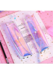 Small Transparent Cosmetic Bag Laser Pen Bag Cute Travel Makeup Bag Women Holographic Brush Bags Student Small Pencil Pouch