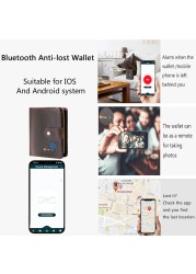 Bluetooth Smart Wallet Compatible Anti-lost Genuine Leather Men Wallets Card Holder Wallet Finder Gifts Free Engraving