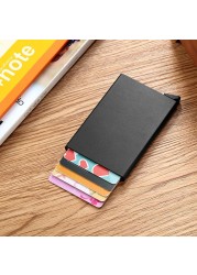 DIENQI Small Wallet Men RFID Smart Wallet Men Slim Thin Metal Wallet Black Laser Small Designer Wallet for Men 2021