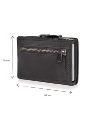 Genuine Leather Pc Card Holder Men Wallets Slim Thin Coin Purse Pocket Money Bags Luxury Metal Small Macsafe Wallet Male Purses