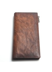 Genuine leather brushed color wallet ladies first layer cowhide long wallet large capacity retro clutch bag