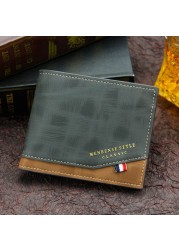 Men Wallet Money Bag Solid Color Leather Business Small Wallet Vintage Famous Male Wall Coin Purse