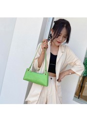 Crocodile PU Leather Handbag Cosmetic Portable Women Solid Color Underarm Shoulder Bags Casual Fashion Lady Street Supasime Bag