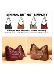 Fashion Solid Crossbody Bag Women Casual PU Leather Shopping Street Shoulder Bags Large Capacity Handbag Mother Women Tote Bag