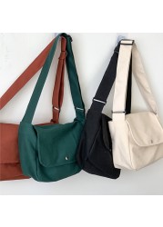 Women Wallet Messenger Bag Canvas Handbags Vintage Large Capacity Shoulder Bag 2022 Simple Solid Color Flap Tote Student Bags