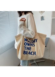 Women Canvas Handbag Large Capacity Shoulder Bag 2022 Fashion Female Simple Designer Letter Printed Large Casual Tote Handle Bag