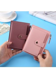 Fashion Women Solid Color Credit Card ID Card Multiple Slot Card Holder Ladies Casual PU Leather Small Coin Purse Pocket Wallet