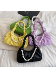 HOCODO Solid Color Pleated Tote Bag 2022 Fashion Women Handbag Pu Leather Shoulder Bags Female Small Chain Crossbody Bag Women