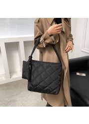 Fashion Cotton Quilted Diamond Lattice Handbag With Small Bag Nylon Solid Color Zipper Composite Bag Shoulder Bags For Women 2021