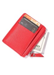 Vintage Women Coin Purse PU Leather Small Zipper Litchi Pattern Design Women Card Holder Solid Color Accessories