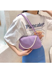 Fashion Women Nylon Underarm Shoulder Bags Pearl Color Small Bags Casual Lady Clutch Luxury Brand Designer Handbags