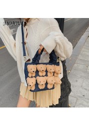 Women Cartoon Teddy Bear Crossbody Bag Female Small Zipper Designer Clutch Bag For Ladies Vintage Style Cute