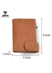 DIENQI RFID Genuine Leather Men Wallets Card Holder Slim Thin Smart Magic Wallet Mini Short Coin Purse Male 2022 Brown Vallet