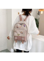 Girls Preppy Style Backpack Contrast Color Student School Pockets Backpack Women Travel Large Capacity Backpack