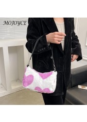 Women's Classic Plush Underarm Shoulder Bag Ladies Autumn Winter Large Capacity Tote Pouch For Shopping Decor