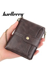 Luxury men's wallet with anti-theft chain card holder wallet fashion retro coin purse leather mini wallet passport cover for men