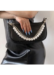 Pearl Metal Chain Bag Strap DIY Shoulder Handles Accessories For Luxury Brand Handbag Detachable Purse Chain Bag Strap