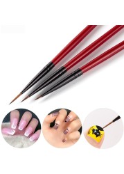 3pcs Nail Art Liner Brush Set Nails Painting Pen Drawing Pencil Nail Gel Nail Polish Lines Brushes Design Manicure Tools