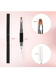 Dual-End Poly Gel Brush Picker 2 in 1 Design Nail Brush and Spatula Stainless Steel Gel Nail Brush for Nails Extension Gel