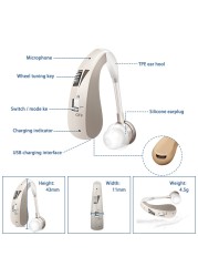 Rechargeable Mini Digital Hearing Aid Hearing Amplifier Wireless Ear Aids for Elderly Moderate to Severe Loss Drop Shipping