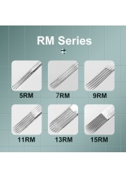 إبر الوشم التي يمكن التخلص منها ، 0.35 مللي متر ، 5RM ، 7RM ، 9RM ، 11RM ، 13RM ، 15RM ، دليل الوشم ، قبضة آلة الوشم ، 50 قطعة