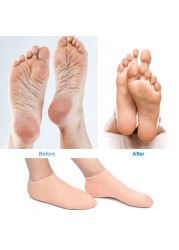 1 Pair Silicone Socks and Gloves Feet Care Spa Pedicure Heel Moisturizing Cracked Feet Protector Pain Relief Remove Dead Skin